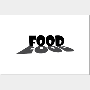 Word Food In Black With Shadow Posters and Art